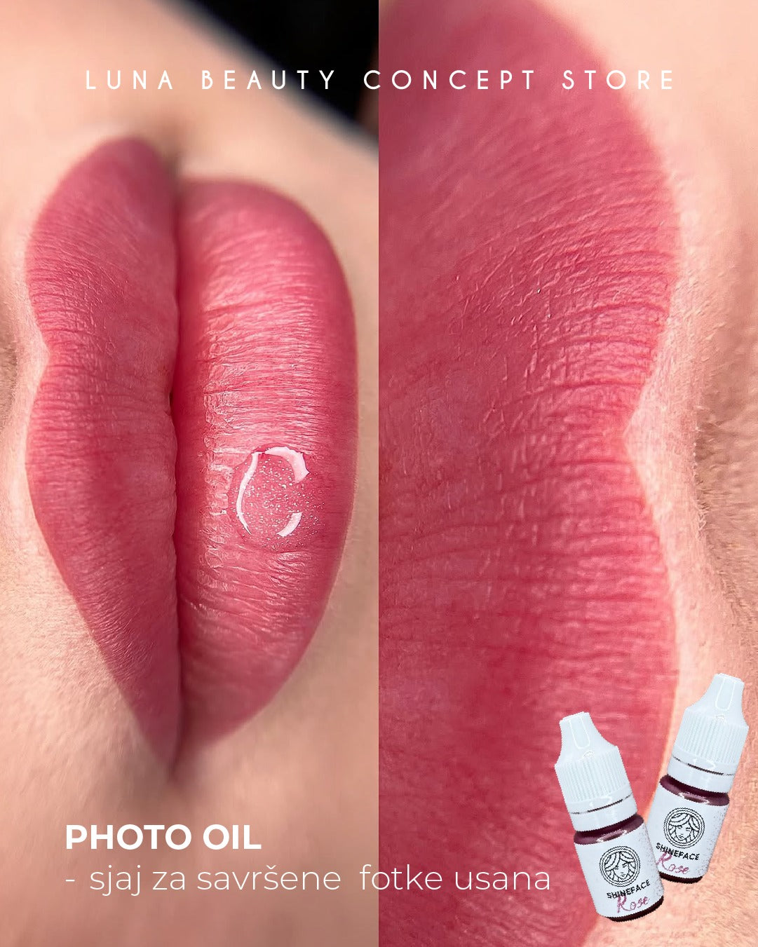 Shineface Rose – Ulje za sjaj usana nakon PMU tretmana 6 ml
