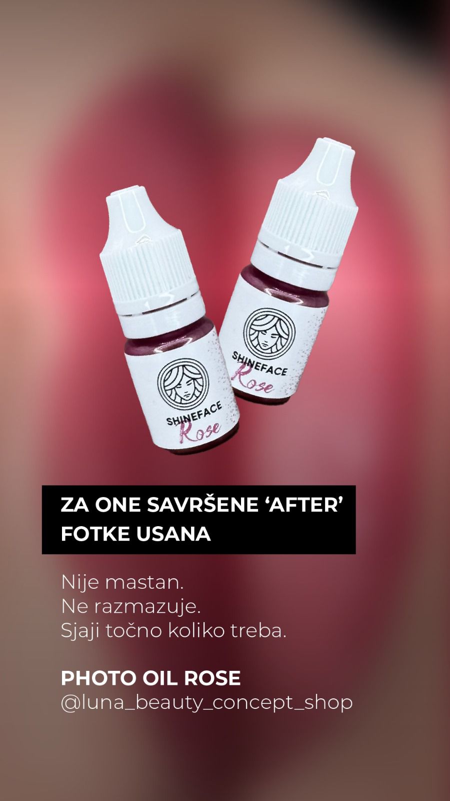 Shineface Rose – Ulje za sjaj usana nakon PMU tretmana 6 ml